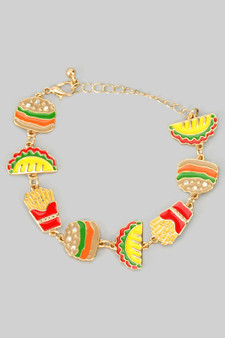 Burger Taco Fries Charm Bracelet