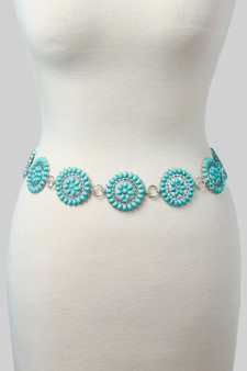 Floral Turquoise Stone Link Chain Belt