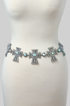 Ab Stone Pave Cross Link Chain Belt
