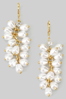 Huggies With Drop Pearl Cluster