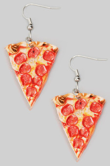 Acrylic Pepperoni Pizza Slice Drop Earrings