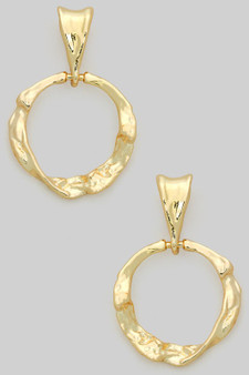 Hammered Twisted Drop Brass Hoops