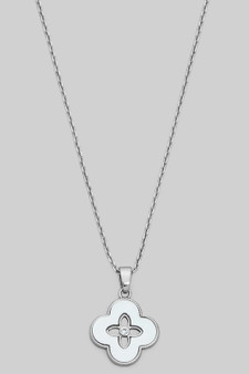 Pearl Clover Pendant Necklace With Cz Accents
