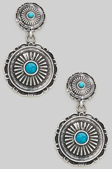 Linear Western Turquoise Drop Earrings