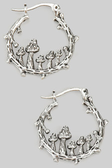 Mushroom Branch Hoop Earrings