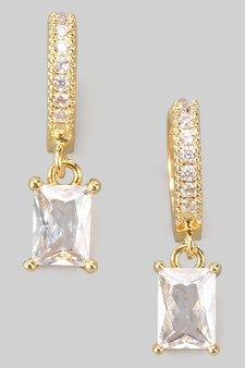 Baguette Cz Brass Huggies