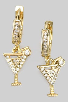 Cz Pave Cocktail Brass Huggies