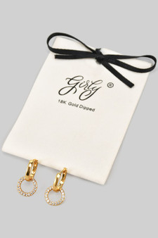 18K Gold Dipped Hoops With Circular Cz Charm