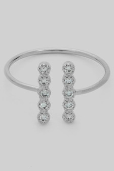 Double Cz Pave Bar Brass Ring