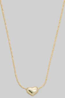 Tiny Brass Heart Pendant Necklace