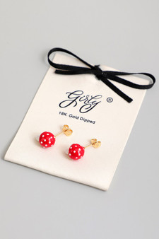 18K Gold Dipped Enamel Mushroom Stud Earrings