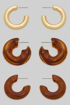 Three Pair Marble Ccb Hoop Set