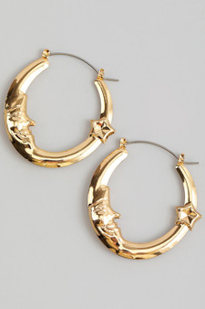 Smiley Crescent Hinge Hoop Earrings