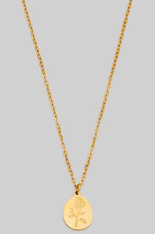 Stainless Steel Rose Portrait Pendant Necklace