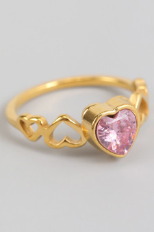 Heart Stone And Heart Link Ring
