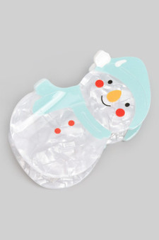Marbled Acrylic Snow Man Hair Clip