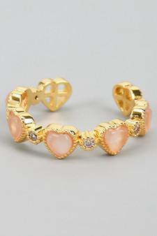 Stone Heart Cz Link Ring