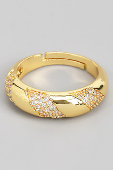 Cz Pave Striped Ring