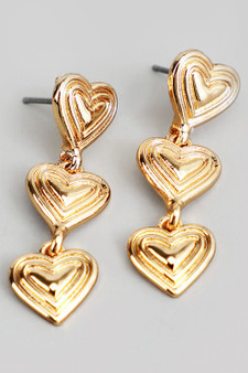 Textured Heart Link Drop Earrings