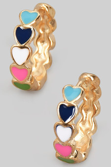 Multi Color Heart Hoops