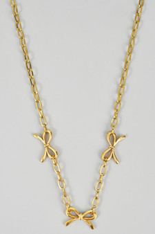 Stainless Steel Three Bow Chain Necklace