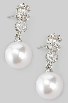 Lavish Cz And Pearl Drop Earrings