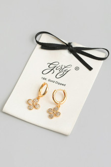 18K Gold Dipped Huggies With Cz Clover