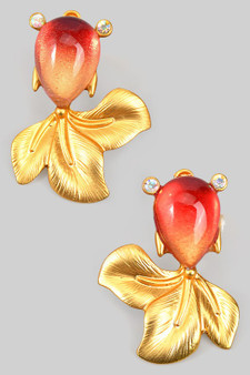 Stone Koi Fish Drop Earrings