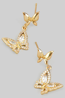 Dazzling Cz Butterfly Drop Earrings