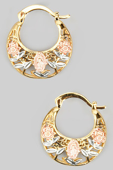 Lacquered Floral Cut Out Hoops