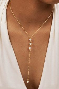 18K Gold Dipped Cz Y Necklace