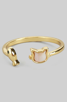 Dainty Mop Cat And Fish Ring