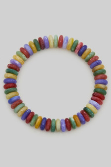 Wide Disc Marble Beaded Stretch Bracelet