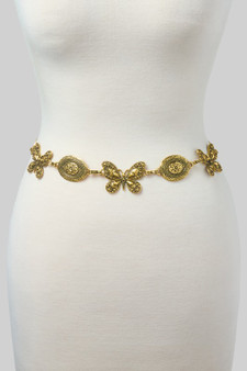 Ornate Butterfly And Oval Link Chain Belt