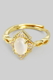 Delicate Opal Stone Ring With Cz