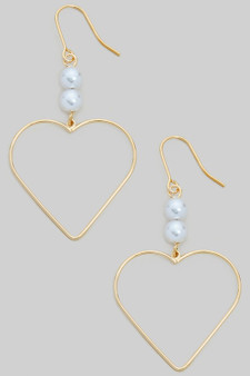 Pearl And Heart Dangle Earrings