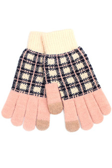Plaid Print Smart Touch Gloves