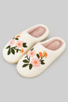 Fuzzy Floral Slippers