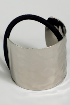 Hammered Half Tube Metal Hair Tie
