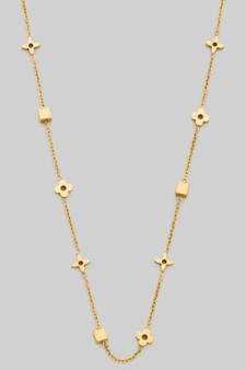 Stainless Steel Gold Dipped Mini Charm Necklace