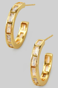 Cz Stone Lined Hoops