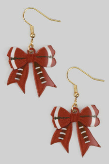 Acrylic Football Bow Drop Earrings