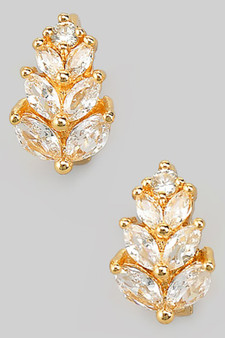 Cz Stone Leaf Huggies