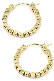 Beaded Small Hinge Hoop Earrings