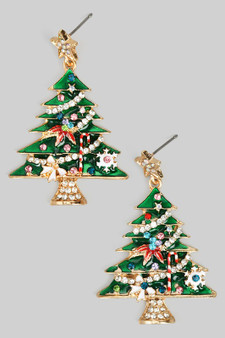 Lavish Christmas Tree Drop Earrings