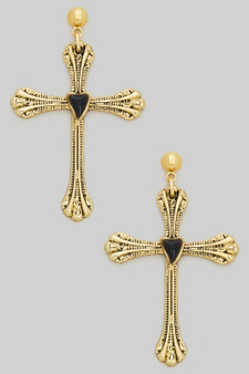 Heart Cross Drop Earrings