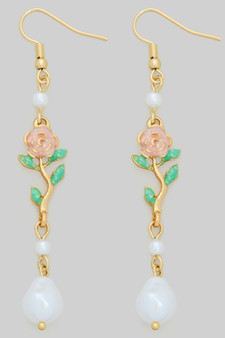 Tiered Flower And Pearl Drop Earrings