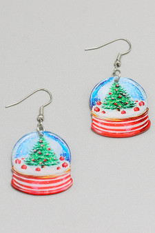Dangling Christmas Snow Globe Earrings