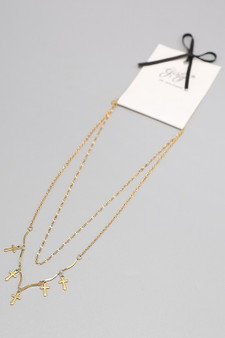 18K Gold Dipped Cross Charm Layered Necklace