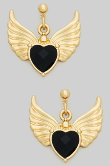 Winged Heart Drop Earrings